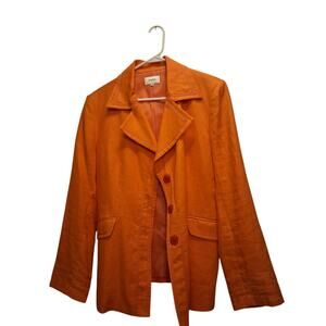 Nieman Marcus linen orange blazer
